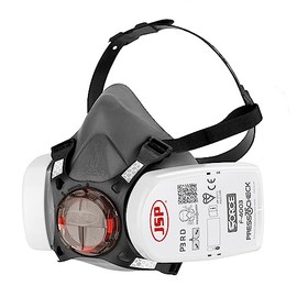 JSP ForceÂ®8 Half-Mask with PressToCheckâ¢ P3 Dust Filters, Size Medium, Conforms & Complies with safety standards EN 140 / EN 143, Suitable for: Construction, DIY, Water based Paint Spraying