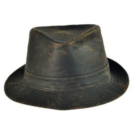 Jaxon Hats Weathered Cotton Trilby Fedora Hat - Brown, S