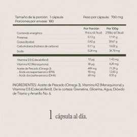 D3 + K2 | Vitamina D3 + K2 + Omega 3 | 180 Cápsulas | Maklen Sabor Sin sabor