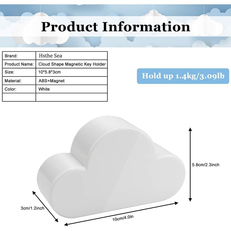 Hsthe Sea Pack of 2 Cloud Key Holder for Wall