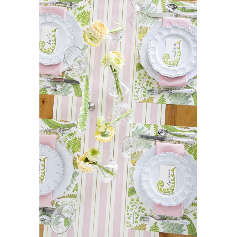 Pink Gold Striped Table Runner - Disposable Paper Table Runner