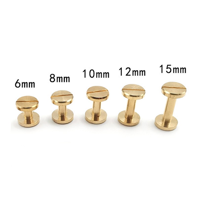 50 Set Binding Rivet Round Flat Head Brass Slot Screw