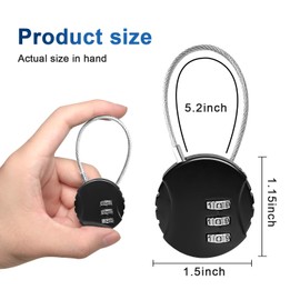 TopBine 6 Pack Combination Lock 3 Digit Outdoor Waterproof Padlock, Locker Lock Gym Lock, Mini Wire Rope Combination Padlock, Code Lock Resettable Bag Luggage Gate Lock for Fence, Toolbox, Gate