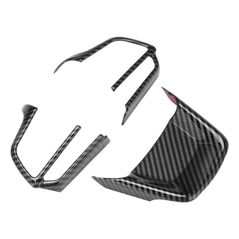 3pcs Steering Wheel Trim Kit Carbon Fiber Color ABS Frame