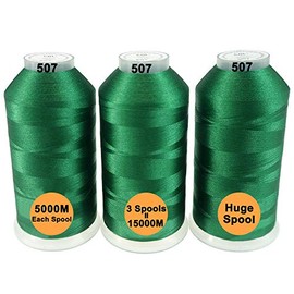 New brothreads - 40 Options- Various Assorted Color Packs of Polyester Embroidery Machine Thread Huge Spool 5000M for All Embroidery Machines -3xGreen