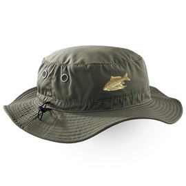 Purple Print House Embroidered Carp Bucket Hat for Men Women Fishing Fisherman Embroidery Gift, One Size, Olive Green