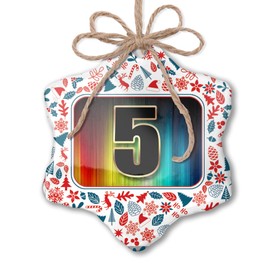 NEONBLOND Christmas Ornament 5 Color Number as fire Red White Blue Xmas