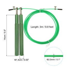 PATIKIL Speed Skipping Rope, Adjustable Speed Jumping Rope Adults Workout Skipping Rope with Replacement Cable for Fitness Training, Green (14mm Handle)