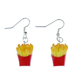 Miniblings French fries earrings in bag 3D details yellow red - handmade fashion jewellery I earrings silver plated, Plastic, No Gemstone