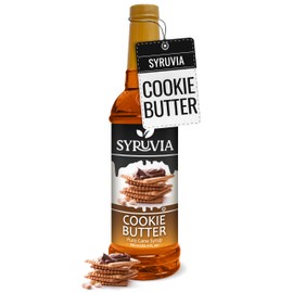 Syruvia Cookie Butter Coffee Syrup - 25.4 fl oz. Premium Coffee Flavoring Syrup. Kosher, and Gluten-Free. Ideal for Enhancing Drinks, Sodas, Shakes, Desserts, and More.