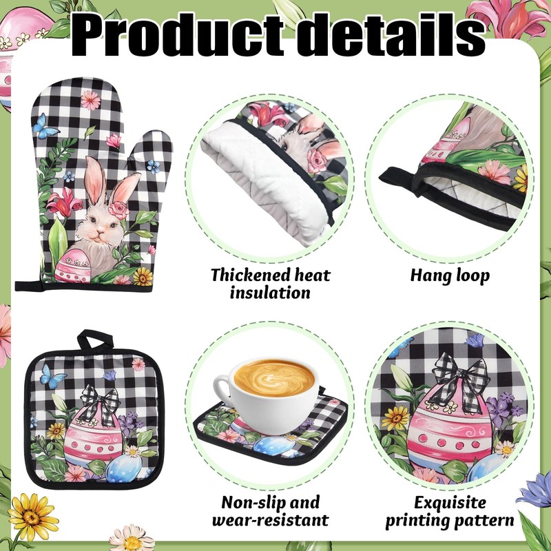 snaxuda 10 Pcs Kitchen Decor Set Bunny Kitchen Towels and