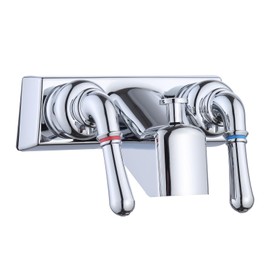 RV Shower Faucet,4" RV Camper Shower Dual Faucet, RV Shower Faucet Replacement with Winged Levers,Camper Bathroom Faucet Valve Diverter with Classical Handles (Chrome)