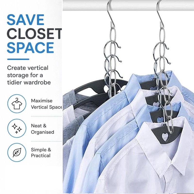 10 Pcs Clothing Chain Hanger Set, Closet Organizer, Metal Hanger