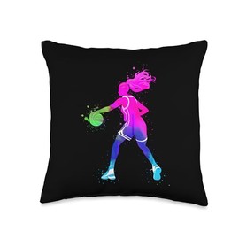 Basketball Bball Watercolor Girl Throw Pillow