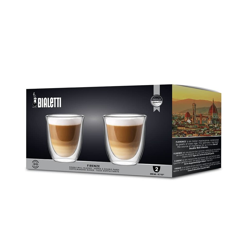 Bialetti Florence Double Wall Glass, Heat Resistant Glass, 6.8 fl
