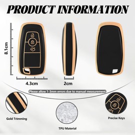 TOOMUME Key Cover TPU Car Key Case Fits Ford Ranger Raptor Mondeo Mustang Edge Ecosport Custom Kuga Fiesta Focus Transit S-Max Key Cover Protection Key Case - Smart Key