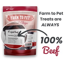 Farm To Pet | Dog Training Treats - Beef Chips, Single Ingredient, Lean, All Natural, Healthy Dog Treats for Small, Medium, Large Dog Breeds, & Puppies, Made in USA