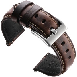 Zehior Leather Watch Straps Retro Smartwatch Bracelet with Quick Release for Men Women 18 mm, 20 mm, 22 mm, 24 mm, Leather