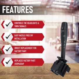 Regulador de luz frontal e interruptor de señal de giro, palanca intermitente, sustituye a D6253E, SW8004, 20940369, compatible con Chevy Malibu, Pontiac G6, Saturn Aura - 2006-2012 años de modelo