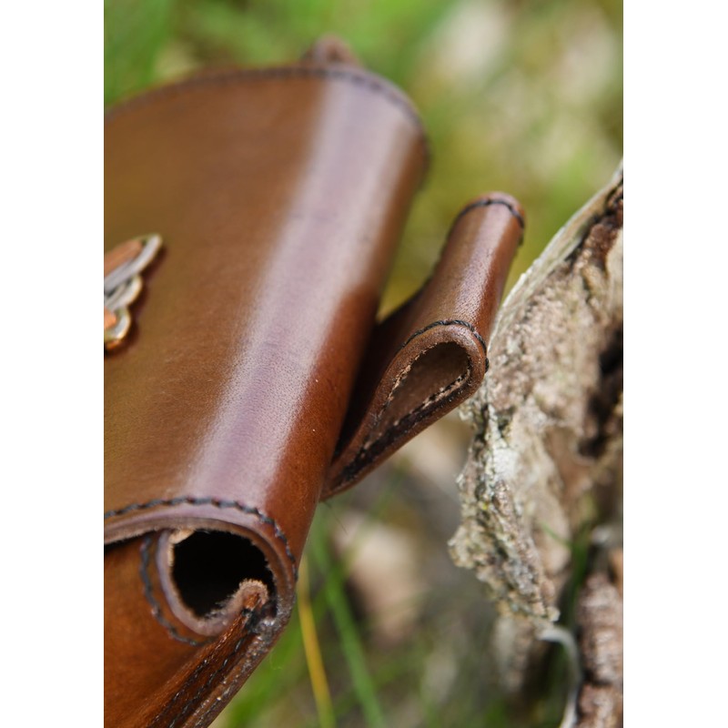 Battle-Merchant Belt Bag Leather Bag with Celtic Decorative Fittings, brown