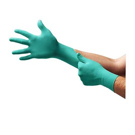 Ansell TouchNTuff 92-500 Guante Desechable de Nitrilo Con Polvo Tecnología TNT Resistente a Salpicadura de Sustancias Químicas Color Verde Talla M (Mediana) Caja de 100