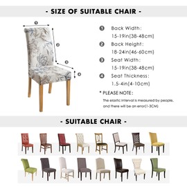 FORCHEER Chair Covers for Dining Room Set of 6,Stretch Kitchen Chair Slipcover 6 Pieces, Parson Chair Cover 6 Pack, Washable and Removable (Elegant Flowers)