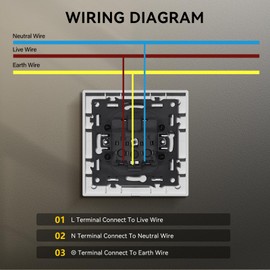 BSEED LIFE Schuko Socket with Waterproof Cover, Flush-Mounted 86 x 86 mm, 16A EU Socket with Glass Frame, Splash-proof for Bathroom/Kitchen, Easy Installation (Folding Claws), 1-Way, White