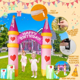 [2025 New] 10FT Birthday Inflatable Arch, Build-in LED LightsArch Blow up Outdoor Yard Decorations for Birthday Party Indoor Home Celebration Garden Lawn