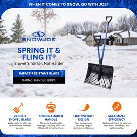 Snow Joe 20-Inch Snow Shovel with Assist Handle, Heavy Duty Shovels, Shovelution, Blue, SJ-SHLV20