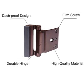 TOYFUL 2 Pack Door Reinforcement Locks with 8 Screws, Home Security Door Lock for Toddler, Childproof Door Lock Night Lock Withstand 800 Lbs Brown