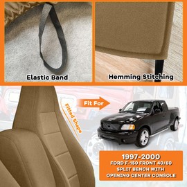Kistrba Truck Seat Cover Fit for 1997-2000 Ford F-150, Tan