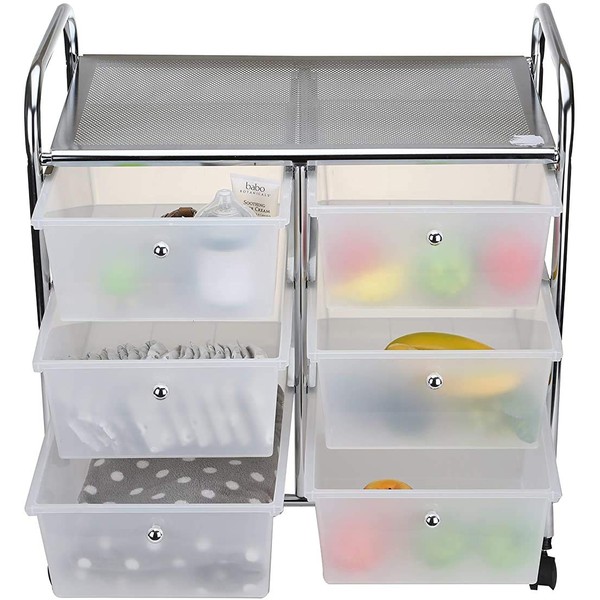 Mind Reader Rolling Utility Cart, One Size, White 6 Drawer