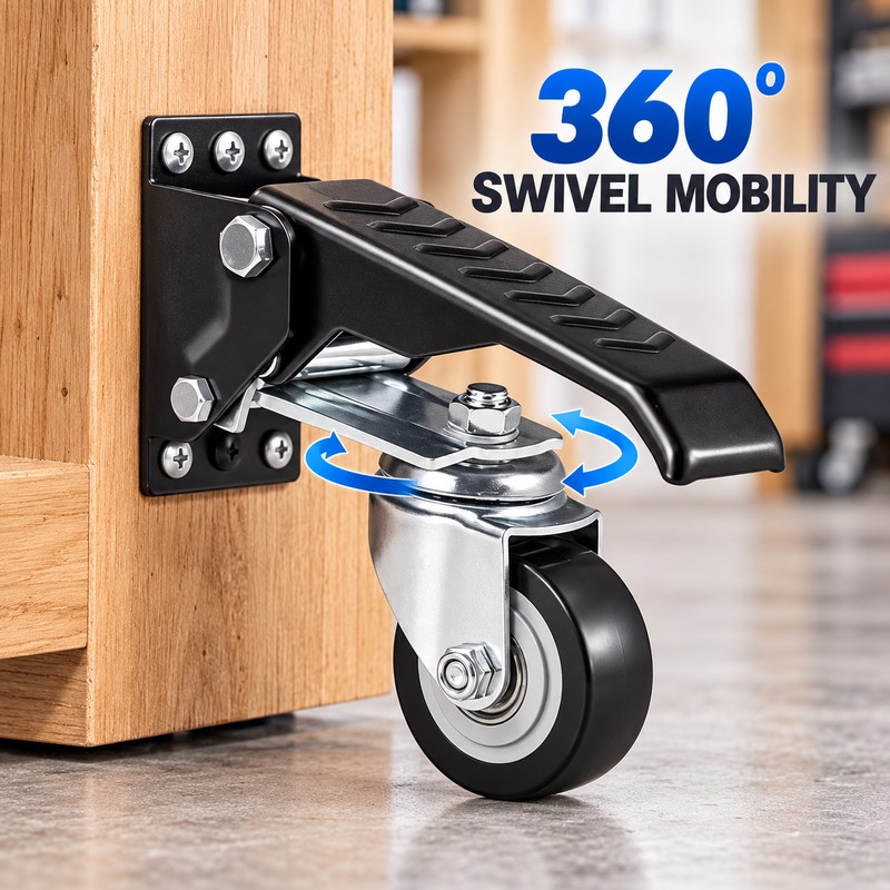 4 Pack 2.5 Inch Retractable Workbench Casters, 360° Swivel Liftable