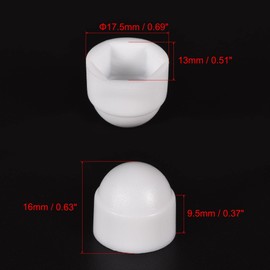 uxcell Plastic Dome Nut Protection Cap Covers, M8 Nut Cover White 50pcs