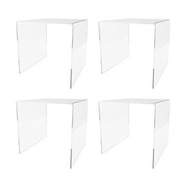 Marketing Holders 4 Pack Acrylic Riser Display Platform 8 Inch Wide Clear Square One Piece Lucite Retail Product Showcase Shelf Lifting Merchandising Pedestal Stand for Expos and Tradeshows