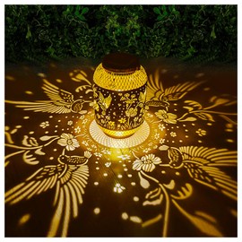 HUMIIEYE Solar Lantern Outdoor Hummingbird Garden Decor, IP65 Waterproof Hanging Solar Powered Lights Birthdays Gifts for Women Mom, Metal Decorative Light for Patio Yard Lawn Porch Backyard Christmas