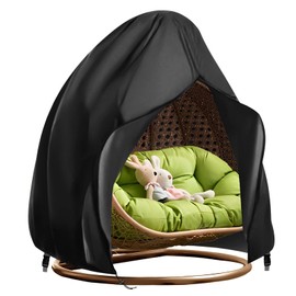 Double Egg Chair Cover Waterproof Hanging Egg Chair Covers Patio 420D Heavy Duty Egg Chair Cover Oxford Fabric Windproof Anti-UV Rattan Swing Chair Cover 230 x 200cm
