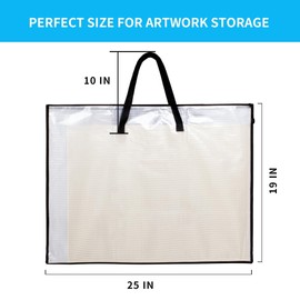 SUNEE 19x25 Art Portfolio Bag, Artist Supply Organizer with Handle, Zippered Storage Folder for Artwork, Poster, Scrapbook, Keepsake and Bulletin Board