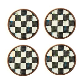 MacKenzie-Childs Enamel Coasters, Table Coasters for Drinks, Set of 4, Courtly Check
