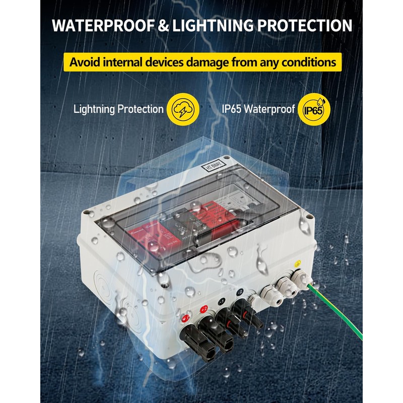 VOU 600V Solar DC PV Combiner Box,2 String with Lightning