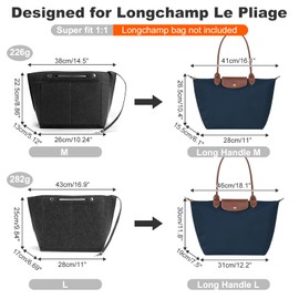 ZOLGINAH Bag Organiser for Longchamp L, Bag Organiser, Handbag Organiser Made of Felt, Organiser Bag for Longchamp Le Pliage with Multifunctional Pockets, Large Volume