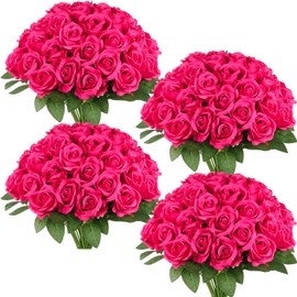50 Pcs Artificial Rose Bluk Fake Flowers with Long Stem Realistic Silk Roses Bouquet Coffee Table Decor Flower Arrangement for Wedding Centerpieces Home Office Farmhouse Holiday Decorations