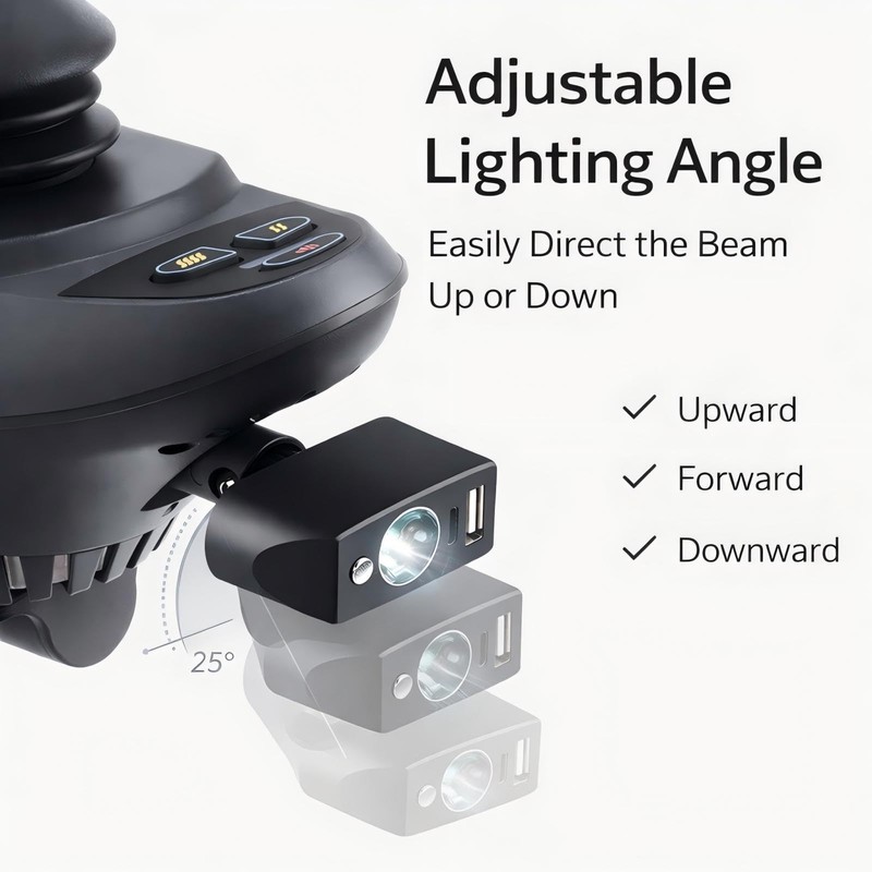 Electric Wheelchair USB Charger with Bright LED Light, 3-Pin XLR