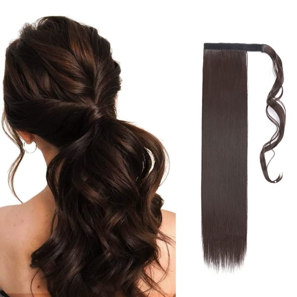 S-noilite Clip-In Extensions, Hairpiece, Ponytail, Straight Hair Extensions, Real, Natural, Synthetic Hair, Realistic, Ponytail with Wrap-around Hair, Various Colours, 58 cm