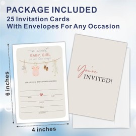 luixd Baby Shower Invitation Cards A Sweet Baby Girl Is On Her Way, Baby Girl Clothes Fill In Style Invites With Envelopes, Gender Reveal, Baby Announcement, Party Favor & Accessories(25Pcs) - D15
