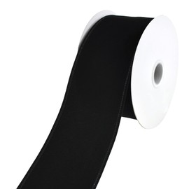 Homeford Cinta de terciopelo navideño con borde de alambre, 2-1/2 pulgadas, 10 yardas, negro