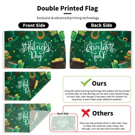 Probsin Probsin St Patricks Day Flags 3x5 Ft Double Printed Shamrocks Hat Gold Coins Backdrop Irish Holiday Decorations Ireland Party Supplies Wall Decor for Outdoor Indoor Garden Home House Garage Gift