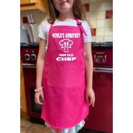 Print4U World's Best 11 Year Old Kids Chef Baking Cooking Apron Birthday Age 11 Black Large 7 to 12 Years
