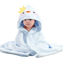 BBXWANG Hooded Baby Towel, Cute Bath Towel for Newborns, Infants, Toddlers, Towels with Hood for Girls Boys- (blue penguin, 80x80CM)