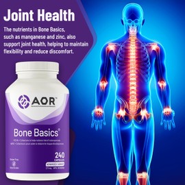 AOR AOR Bone Basics 271mg, 240 Capsules 40-Day Supply - Includes Calcium, Vitamin K2 & D3 Supplement, Magnesium, Zinc, Boron, Copper, Joint and Bone Maintenance, Easy-to-Swallow - Gluten-Free Formula